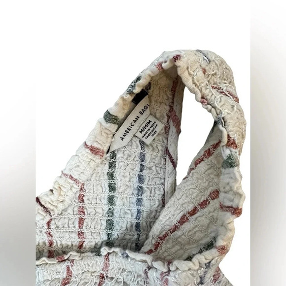 American Eagle One Shoulder Cream with stripes Top Size Medium - Picture 2 of 4